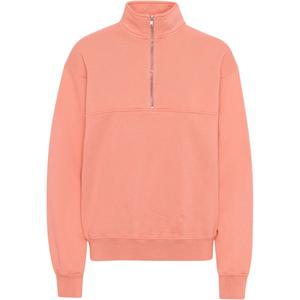 cs1014-brightcoral-sweatshirt-med-1-4-dragkedja-colorful-standard-organic-bright-coral-ljus-korall