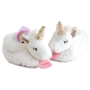 dc3311-enhorning-tofflor-med-skallra-for-babyflickor-doudou-compagnie-vit-0-6-manader