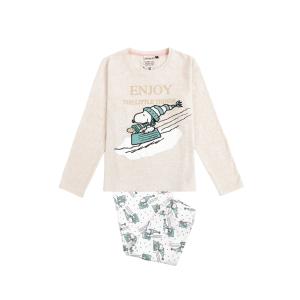62456-0-000002-langarmad-pyjamas-for-flickor-peanuts-let-it-snow-beige