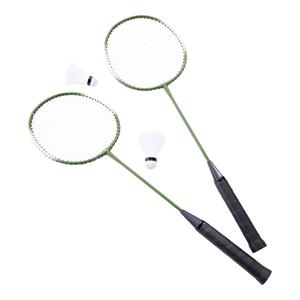 p4f200050-set-for-badminton-med-2-racketar-2-snabbshuttles-i-ett-ror-i-en-transportvaska-med-hangande-etikett-pure4fun-fc-svart-gron-tu